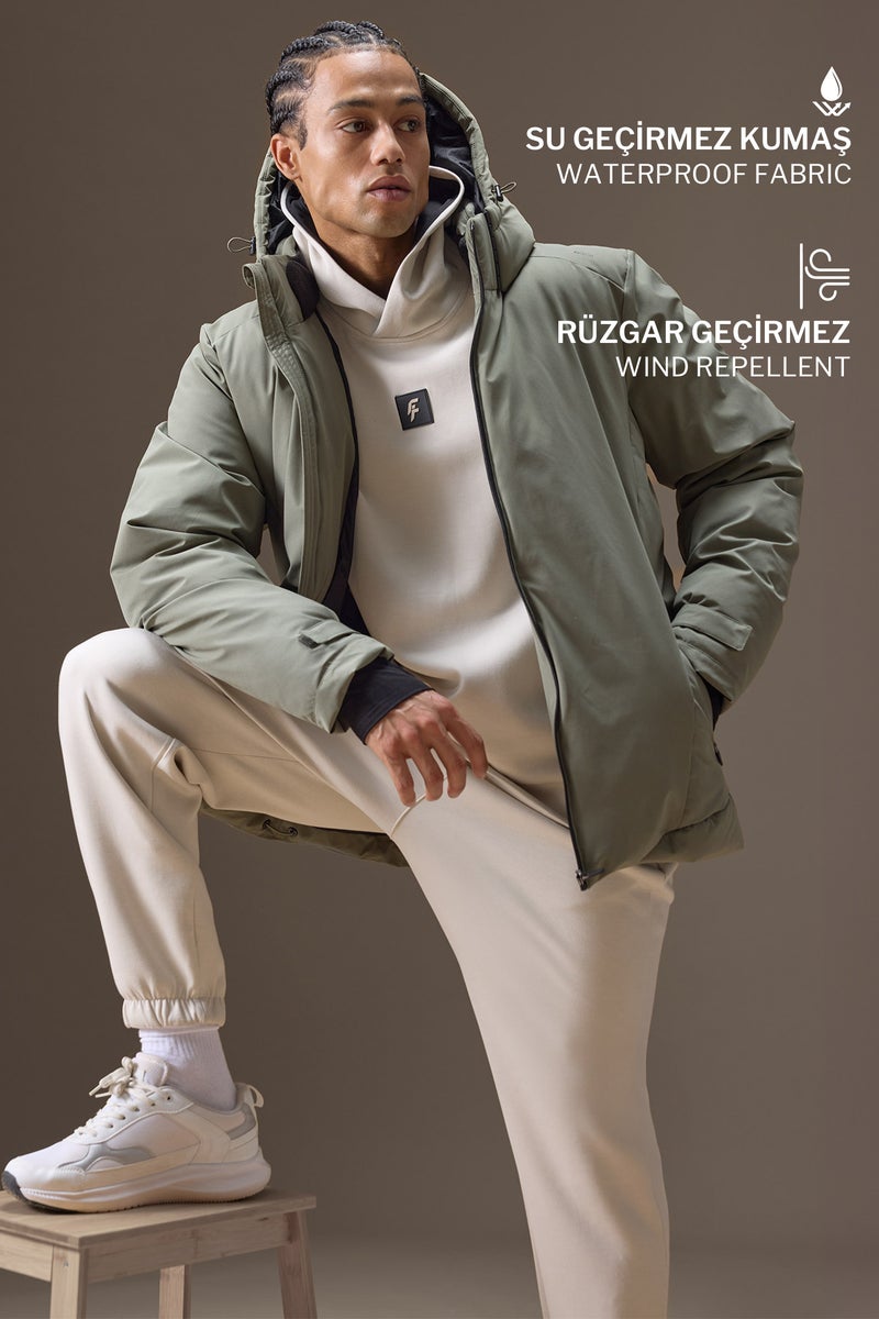 DeFacto Green Man Regular Fit Windproof Waterproof USB Heated Puffer Jacket Casual - Image 2